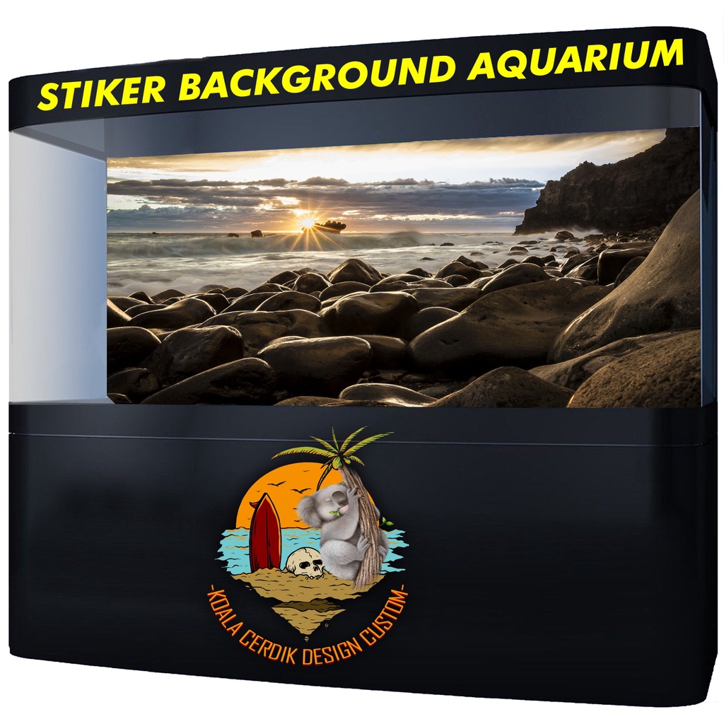 Sticker Background Aquarium Luar Desain Batu Laut
