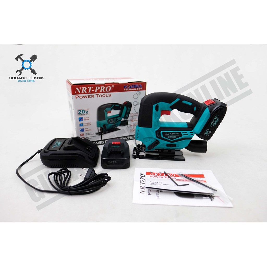 Mesin Jigsaw Cordless NRT PRO JV 65 HD / Gergaji Jig Saw Baterai 20V NRT PRO JV65HD 20 V