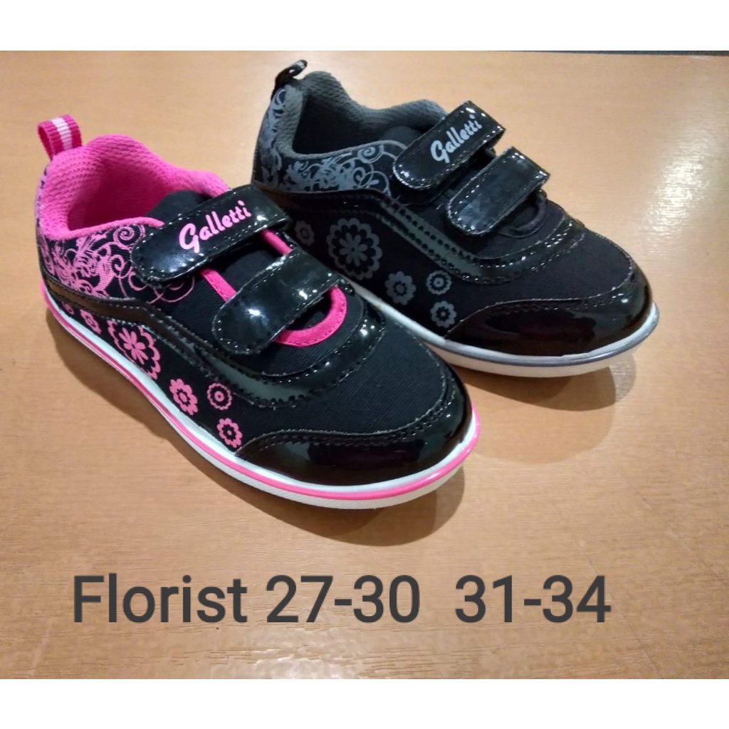 GALLETTI FLORIST SEPATU HITAM SEPATU SEKOLAH ANAK PEREMPUAN MOTIF SIMPLE SEPATU MURAH