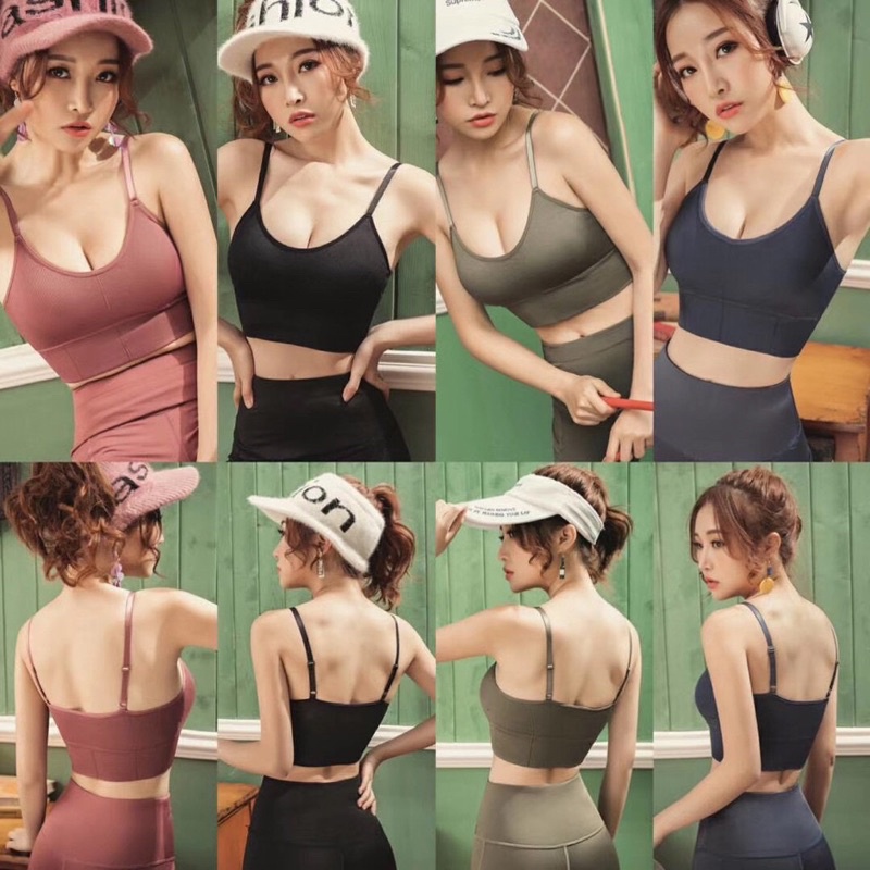 Bra Sport Wanita tanpa kawat Model Seamless dengan Tali Strap Isi Busa Bergaya Sexy