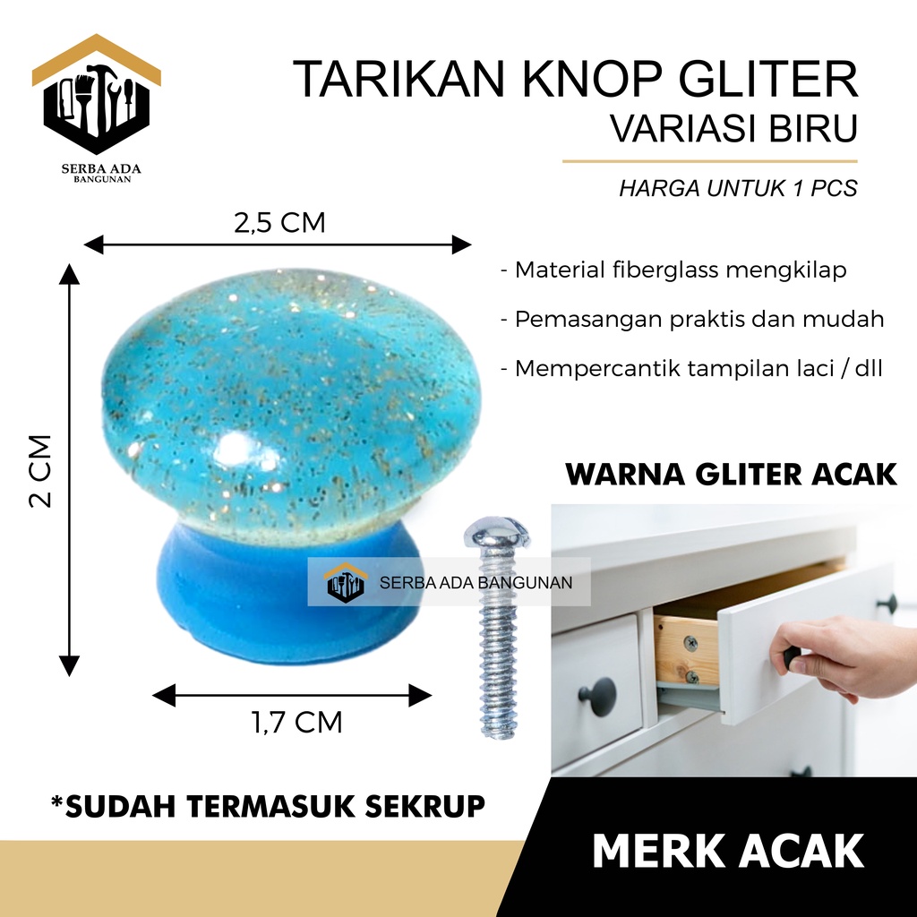 KNOB KNOP TARIKAN PEGANGAN HANDLE LACI PINTU LEMARI PELANGI BINTIK EMAS 2,5 CM