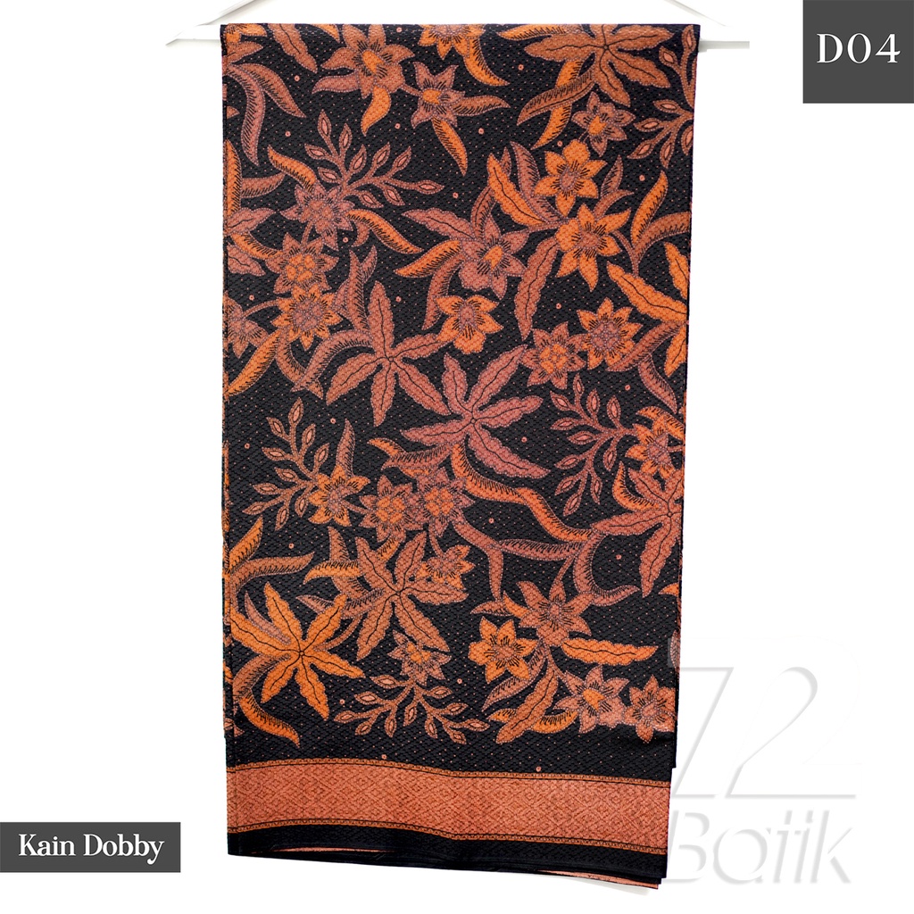 KAIN BATIK PREMIUM Bahan Dobby Motif Kembang Alas Warna Hitam Orange Merah 723270 Cap 72 Jarik Jarit Samping Kebat Panjang Batik Dobby Modern Premium Bahan Seragam Batik Pernikahan Kantor Keluarga Murah Kamen Jadi Batik Bali Lembaran