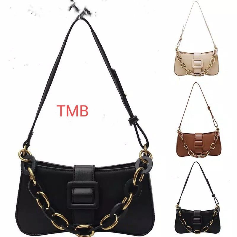 Tas Wanita Rantai Tas Tas Bahu Kulit PU Fashion Wanita Tas Selempang