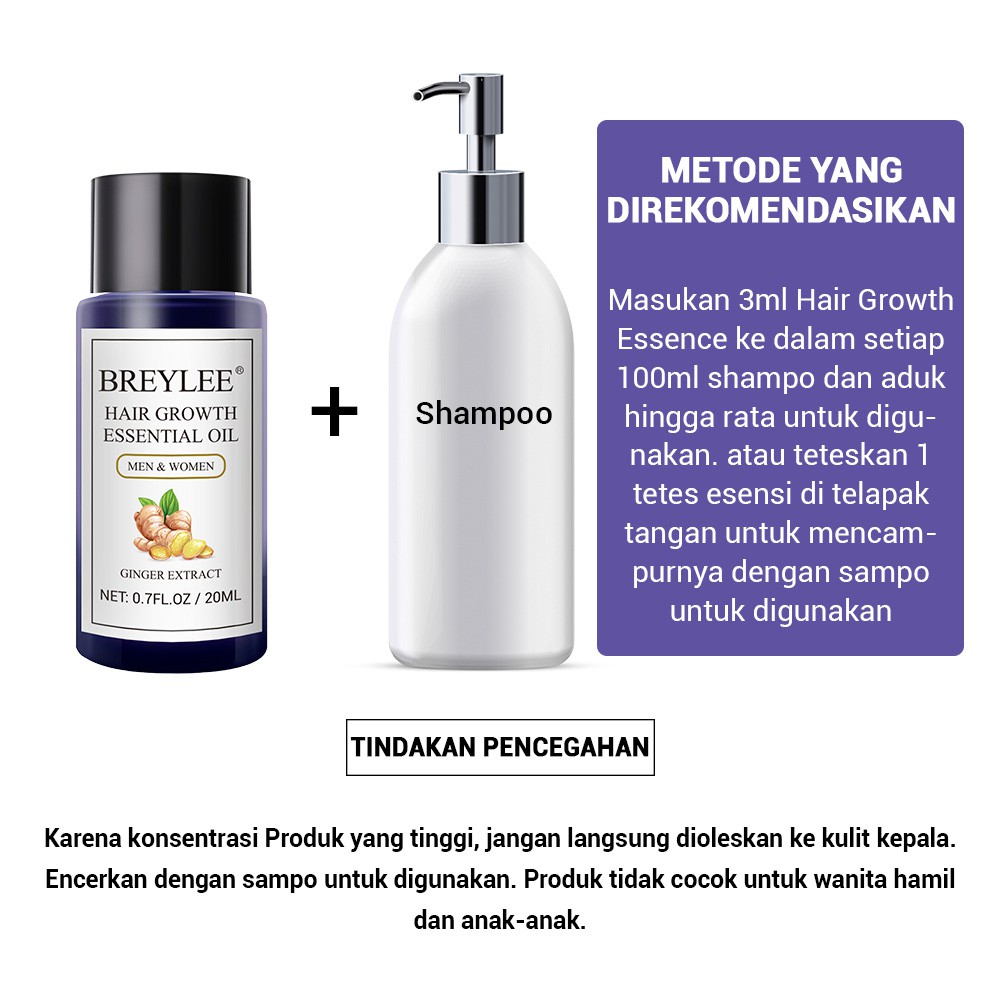 Serum Penumbuh Rambut Botak Breylee Hair Essential Oil - BREYLEE Serum Menyehatkan Kulit Kepala &amp; Meningkatkan Regenerasi Rambut (20ml)