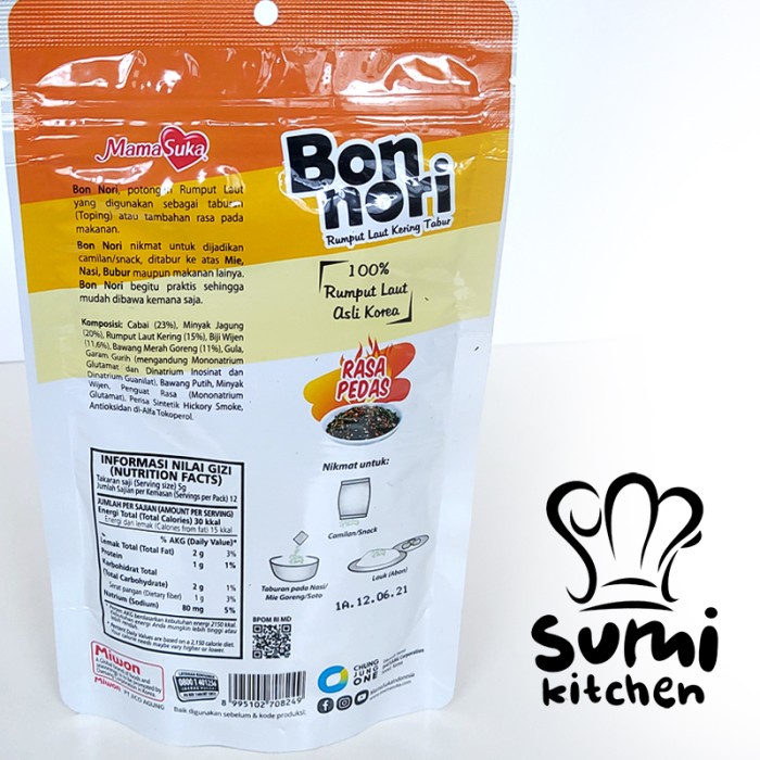 

ABON- BON NORI MAMASUKA RASA PEDAS 60GR -MAKANAN-KERING.