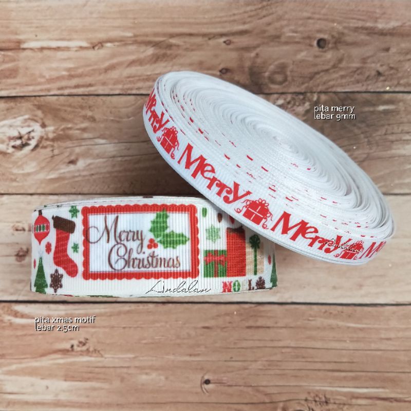 

Pita motif natal hiasan dekorasi per yard