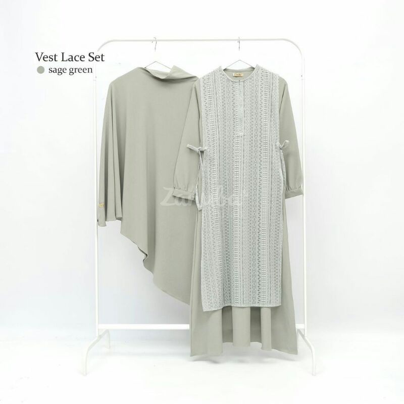Vest Lace Set, Zanuba Hijab, Gamis Set Syari, Vest Outer Gamis
