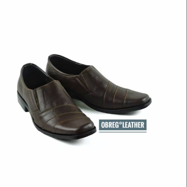SEPATU PANTOFEL/ Sepatu Kerja Pria Formal Kulit Asli - Coklat, 39