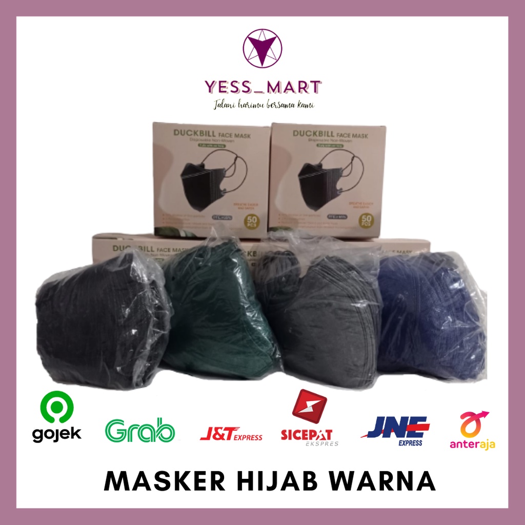 Masker Hijab Duckbill / Masker Duckbill Warna / Masker Hijab Headloop / Masker Duckbill Headloop / M
