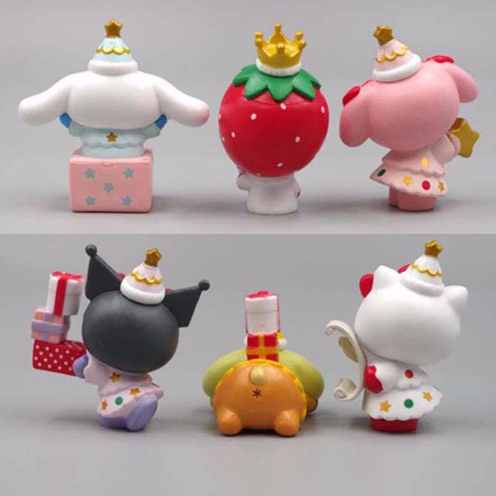 [Elegan] Kuromi Action Figurine 6pcs/set PVC Koleksi Model Kitty Cat KT Mainan Model Anime Cinnamon Dog My Melody