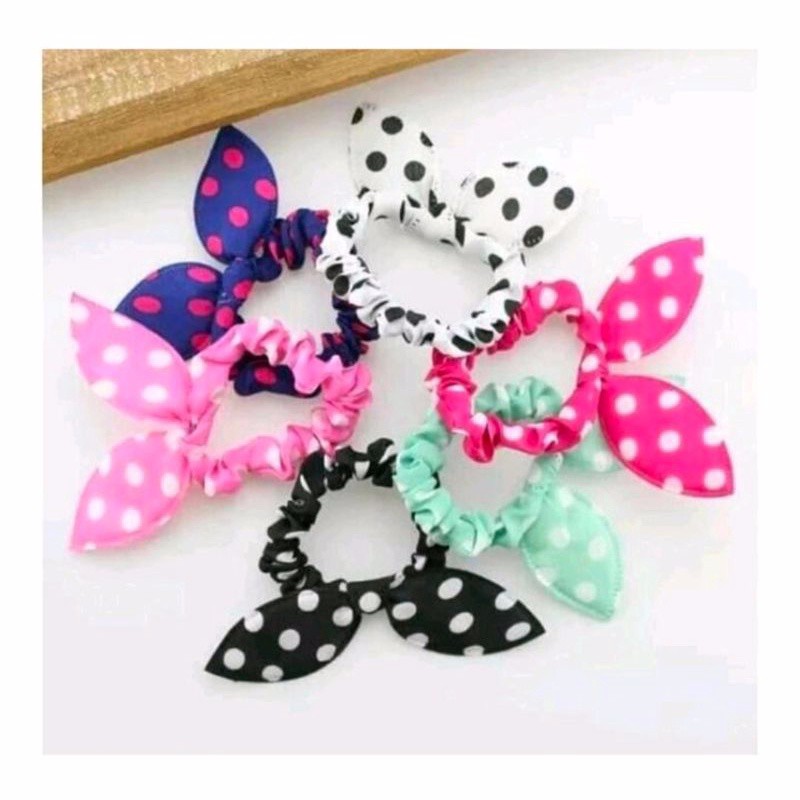 Vinztstore - Ikat Rambut Korea Pita Chibi Ikat Rambut Polkadot Ikat Rambut Anak Dewasa Murah