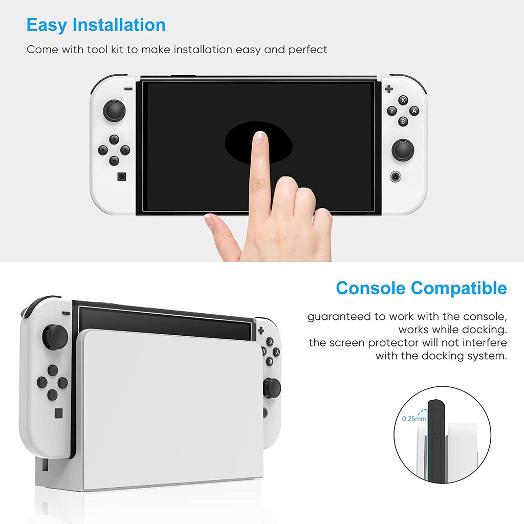 Pelindung Layar 3 Pcs Of Tempered Glass Jari untuk Nintendo Switch OLED