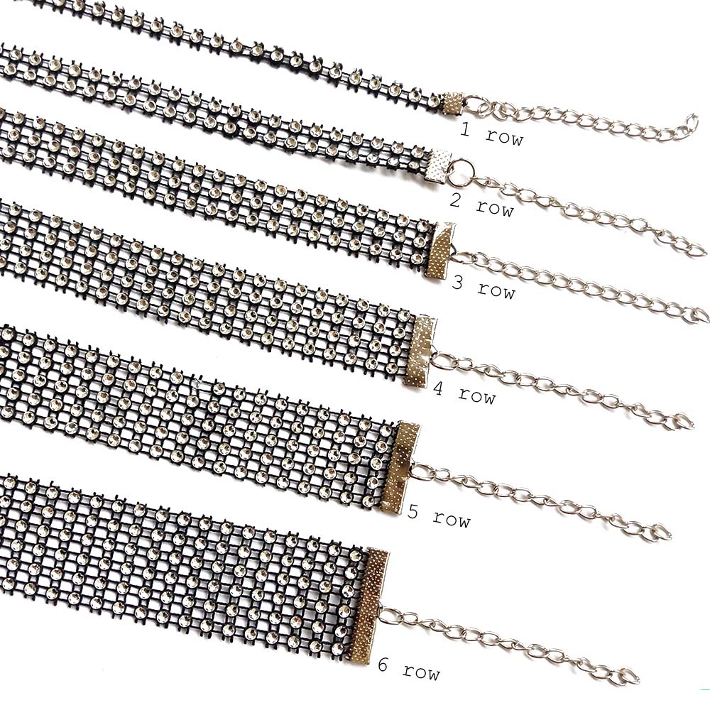 white diamond choker 1-7 row | choker diamond | kalung choker wanjishop