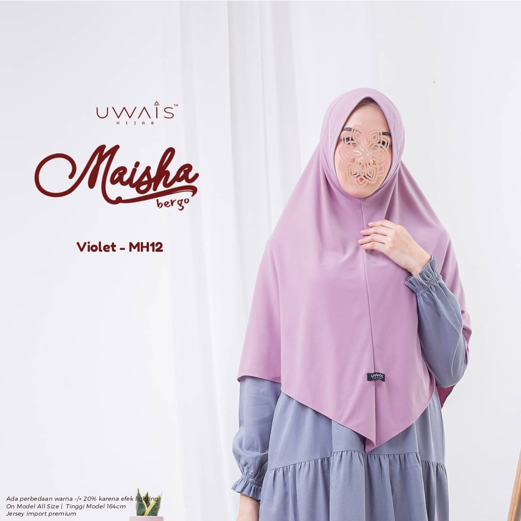 JILBAB INSTAN BERGO MAISHA KERUDUNG KAOS JERSEY  POLOS ANTEM UWAIS HIJAB SYARI TERBARU BEST SELLER-Violet