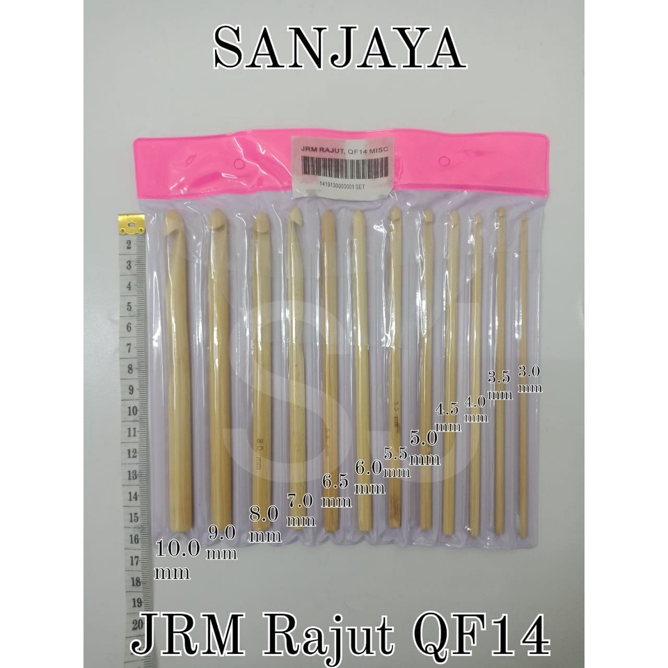 JARUM RAJUT / CROCHET HOOK / KNITTING NEEDLES / HAKKEN BAMBU / HAKPEN / ALAT RAJUT KAYU / JARUM RAJUT QF14