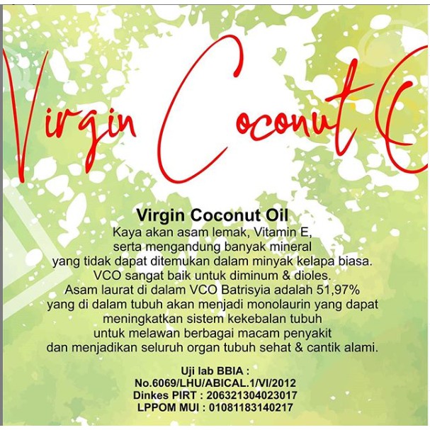 VCO Batrisyia Herbal 250 ml, Virgin Coconut Oil