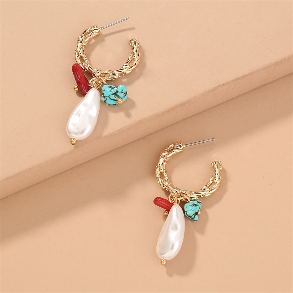 Hu Hu Hu Hu Hu Alat Bantu Pasang Kacamata♡ Anting Bentuk C Bahan Metal Aksen Mutiara Imitasi Untuk Wanita