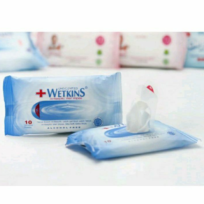 Tissue Basah Wetkins Antiseptic Travel Pack 10 Sheets