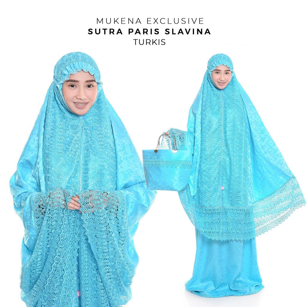 Mukena mukenah Dewasa shalat Sholat adem mewah polos dan motif Behel Exclusive Sutra Paris Slavina
