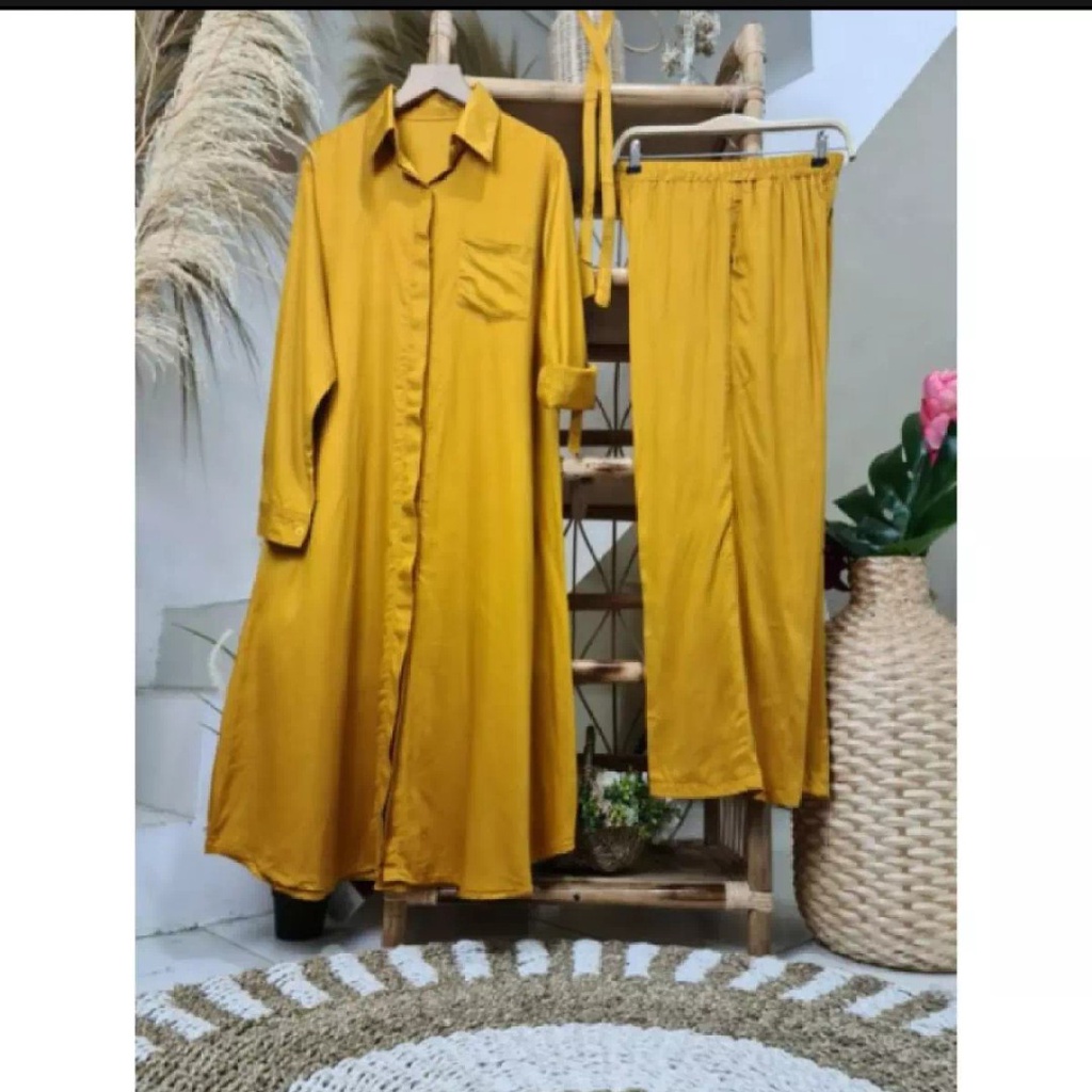 ONE SET LONG TUNIK JUMBO POLOS // ONE SET RAYON TERLARIS