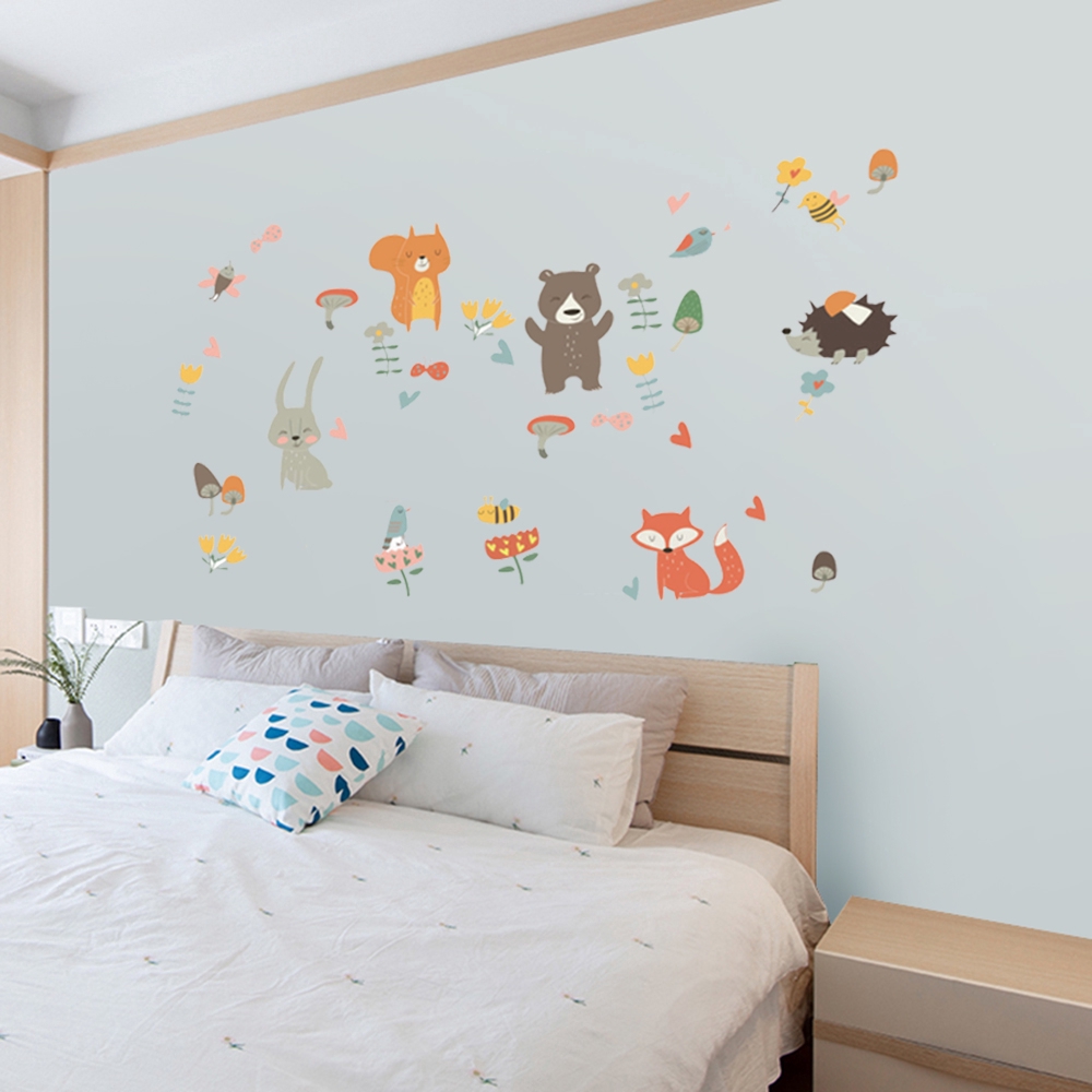 Stiker Dinding Decal Desain Kartun Zoo Lucu, Dapat Dicopot, untuk Kamar Anak