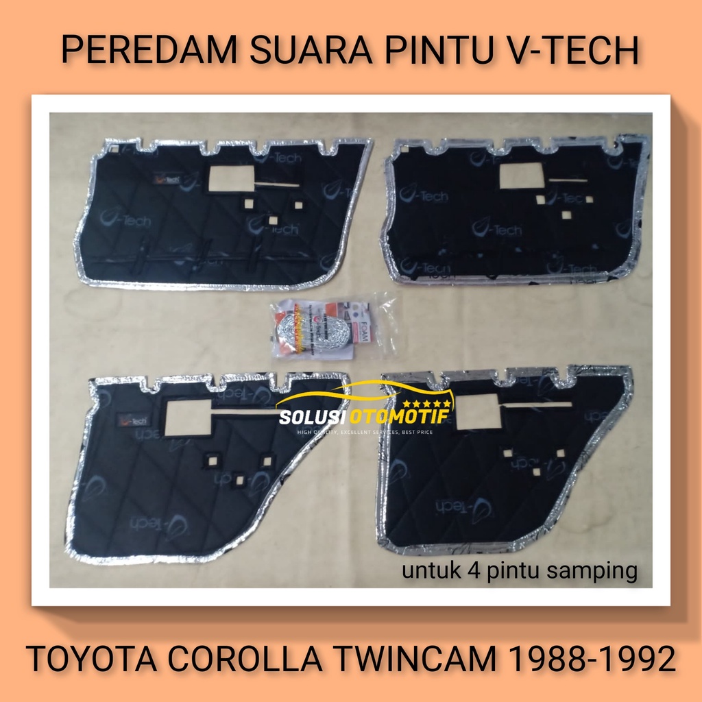 TOYOTA COROLLA TWINCAM 1988-1992 Peredam Suara Pintu Aksesoris Variasi Mobil VTECH Ori Plug n Play