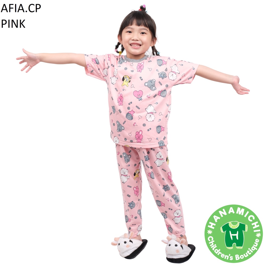 Hanamichi AFIA.CP Setelan Baju Tidur Anak Lengan Pendek Motif Print