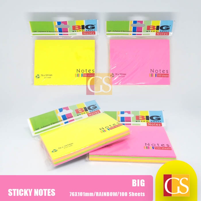 

MEMO STICK STICKY NOTE STICK NOTE RAINBOW KERTAS TEMPEL POST IT BIG 76X101mm (1pcs)