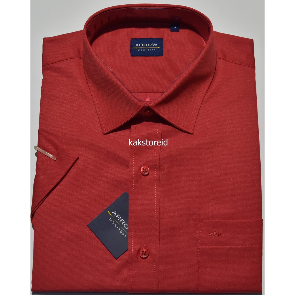 Kemeja Pria Formal Lengan Pendek ARROW Merah Reguler ARR 166 Kemeja Murah