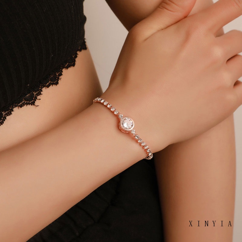 Fashion Baru Rose Gold Love Zircon Gelang Gelang Wanita Sederhana