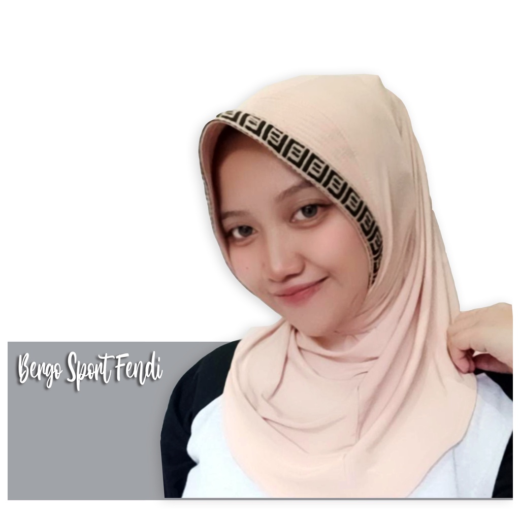 Hijab sport terbaru 2021/Jilbab olahraga model Fendi/Hijab instant/Hijab bergo/Jilbab instan jersey