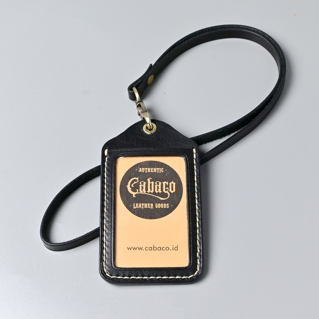 

ID Card Holder V02 Black Name Tag Lanyard Premium Cabaco