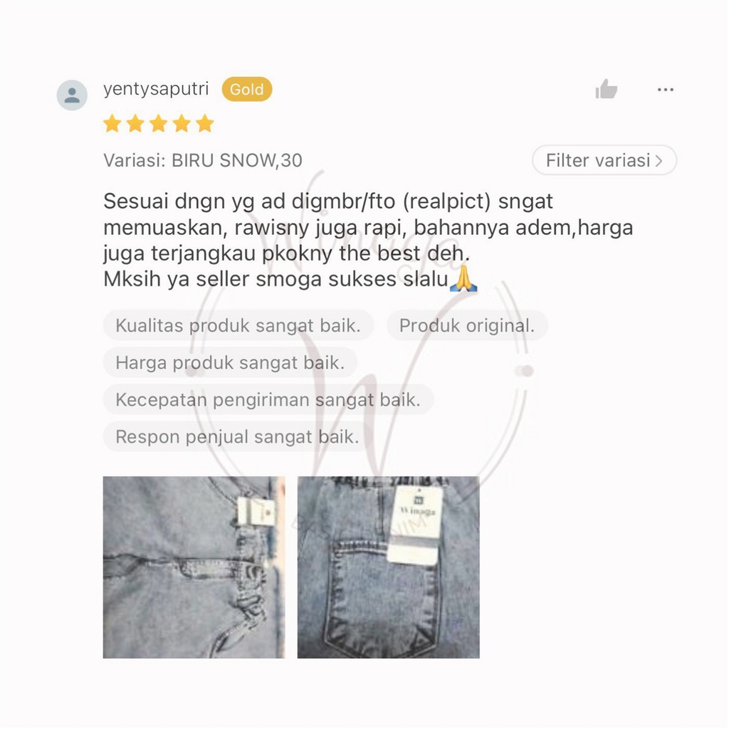 WINAGA- HighWaist Kulot Jeans Rawis Unfinished Pinggang Karet Kancing 2