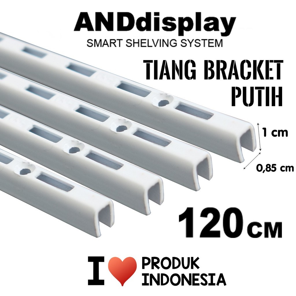 TIANG BRACKET 120 CM REL BRAKET PUTIH 120CM RAK DINDING 1,2 M 1.2 AMBALAN KACA KAYU ANDDISPLAY