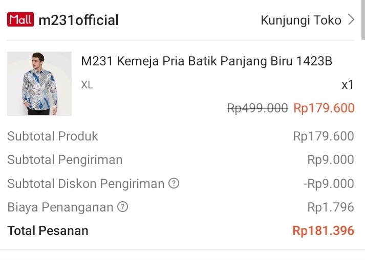 M231 Kemeja Pria Batik Panjang Biru 1423b