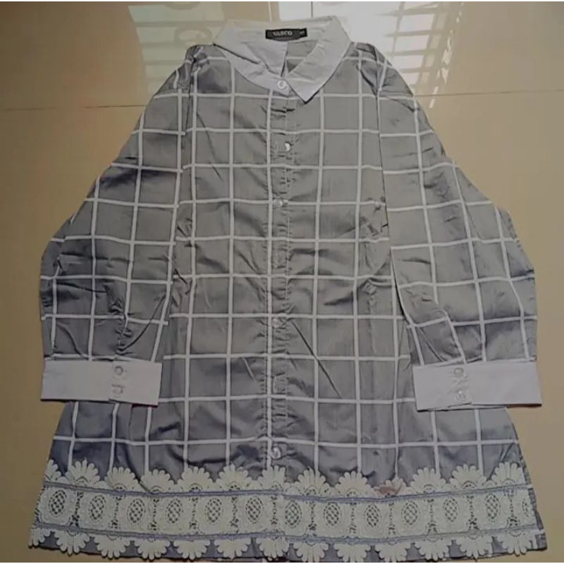 baju kemeja wanita motif kotak kotak