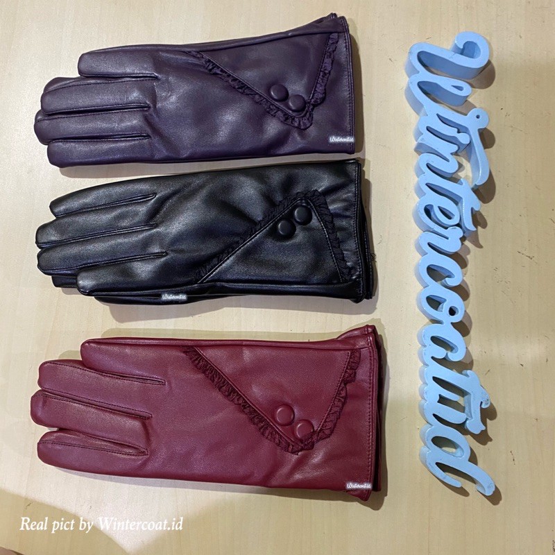 Sarung tangan kulit wanita winter leather gloves woman cewek touchscreen hangat import