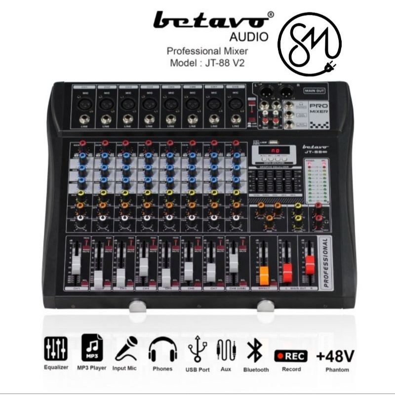 Mixer Audio Betavo JT-88 V2 Professional Mixer 8 channel mono