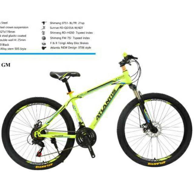  SEPEDA  GUNUNG  27 5 MTB  ATLANTIS  REM CAKRAM 21 SPEED 