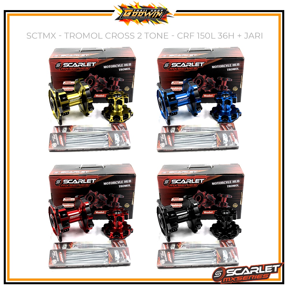 Tromol Set Depan Belakang CROSS SCARLET MX 2 Tone / SCARLET FORGED CRF 150L KLX BIGFOOT WR 155 36 Hole