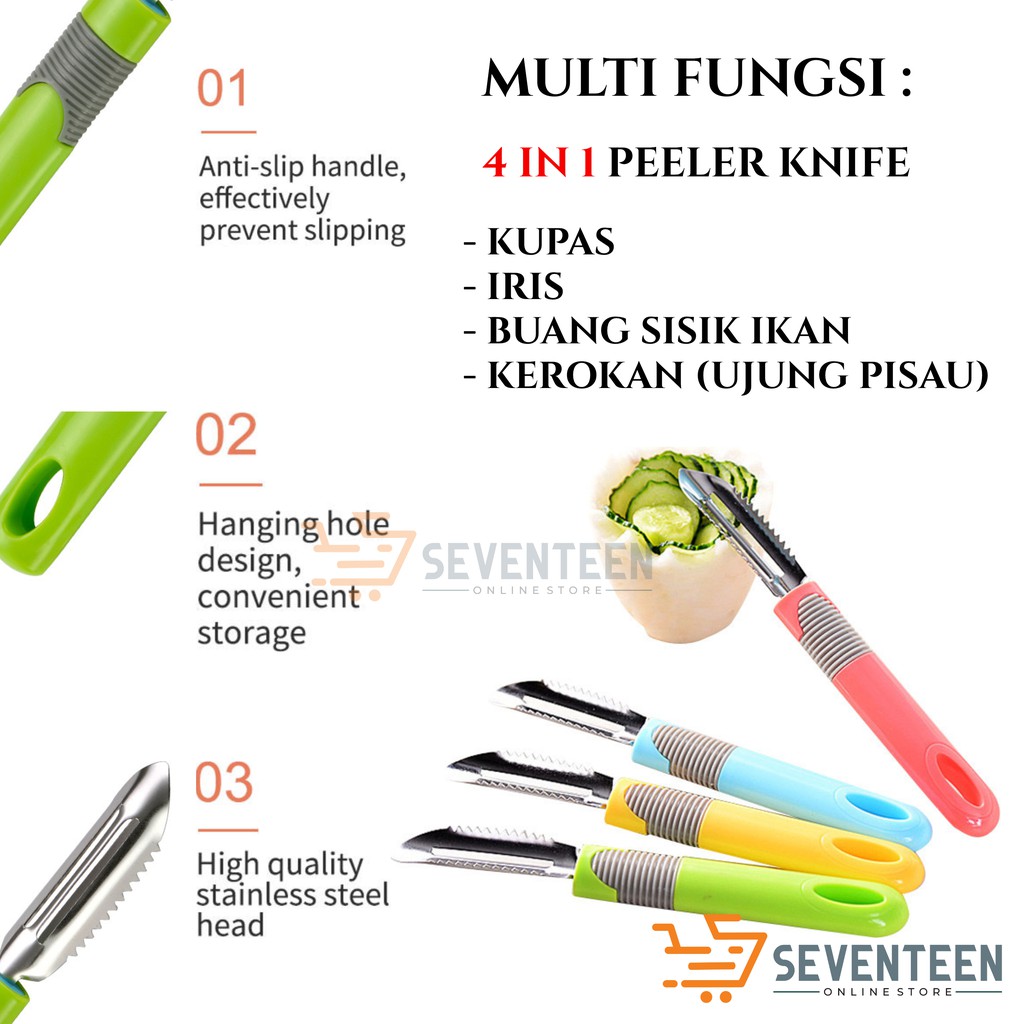 PISAU KUPAS BUAH ANTI SLIP / PISAU SAYUR / ALAT BERSIH SISIK IKAN / PEELER KNIFE