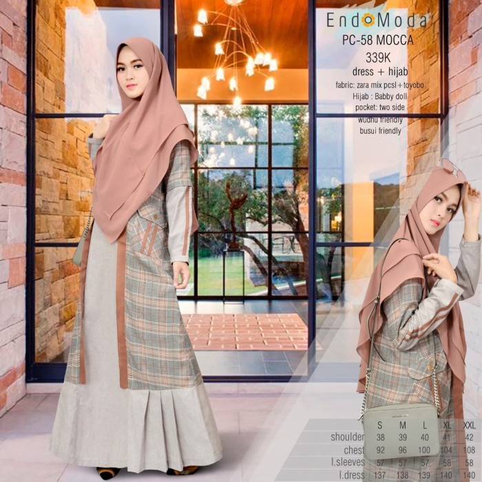 PREMIUM DRESS + HIJAB ENDOMODA PC 58 / GAMIS SYARI