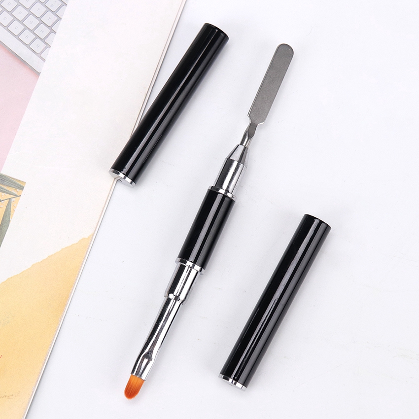 2in1 UV Poly Gel Sikat Kuku Penggunaan Ganda Pen Brushes Stick dual-head nail art Pen Tools UV Hitam Dua-Kepala Pena Fototerapi Penggunaan Ganda nail art Manicure Pen