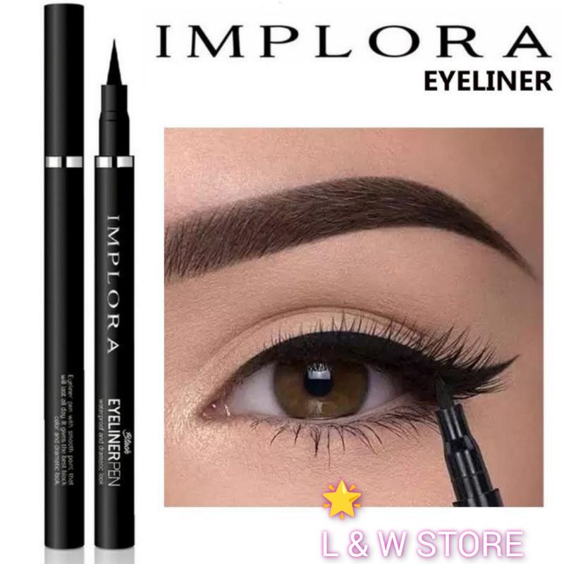 IMPLORA EYELINER PEN WATERPROOF BLACK SPIDOL/100% Original