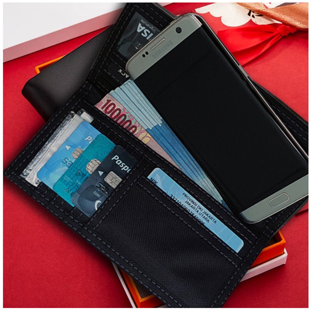 SHOPEE 6.6 SUPER SALE!! Men Wallet V900 Dompet Panjang Pria Lipat Dua Dompet Panjang Kulit Pria dan Wanita Berkualitas + Bonus Box