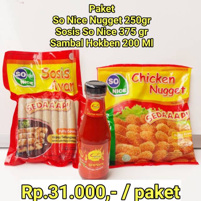 (PAHE) Paket Sonice Nugget dan Sosis + Sambal Hokben Murah