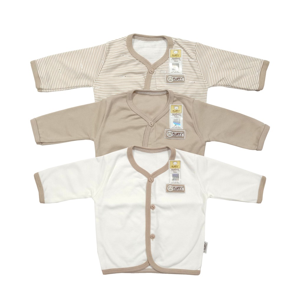  FLUFFY  Baju  Panjang Bayi  Bis Isi 3Pcs Bjab KKI Newborn  