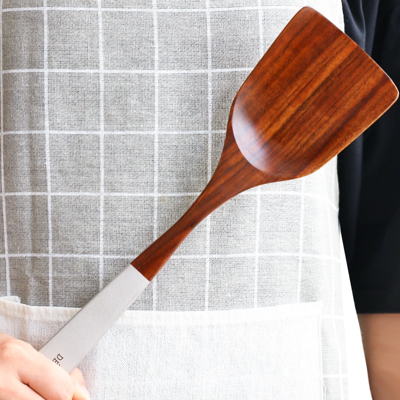 YUN Kitchenware Spatulas / Cooking Tweezers Peralatan Dapur Kayu Jati Dengan Pearlescent Teak Sendok Sup Sendok Sendok Sendok Kreatif Sendok Memasak/ Teak Rice Shovel /Colander / Round Spoon/Rice Shovel/Flat Shovel