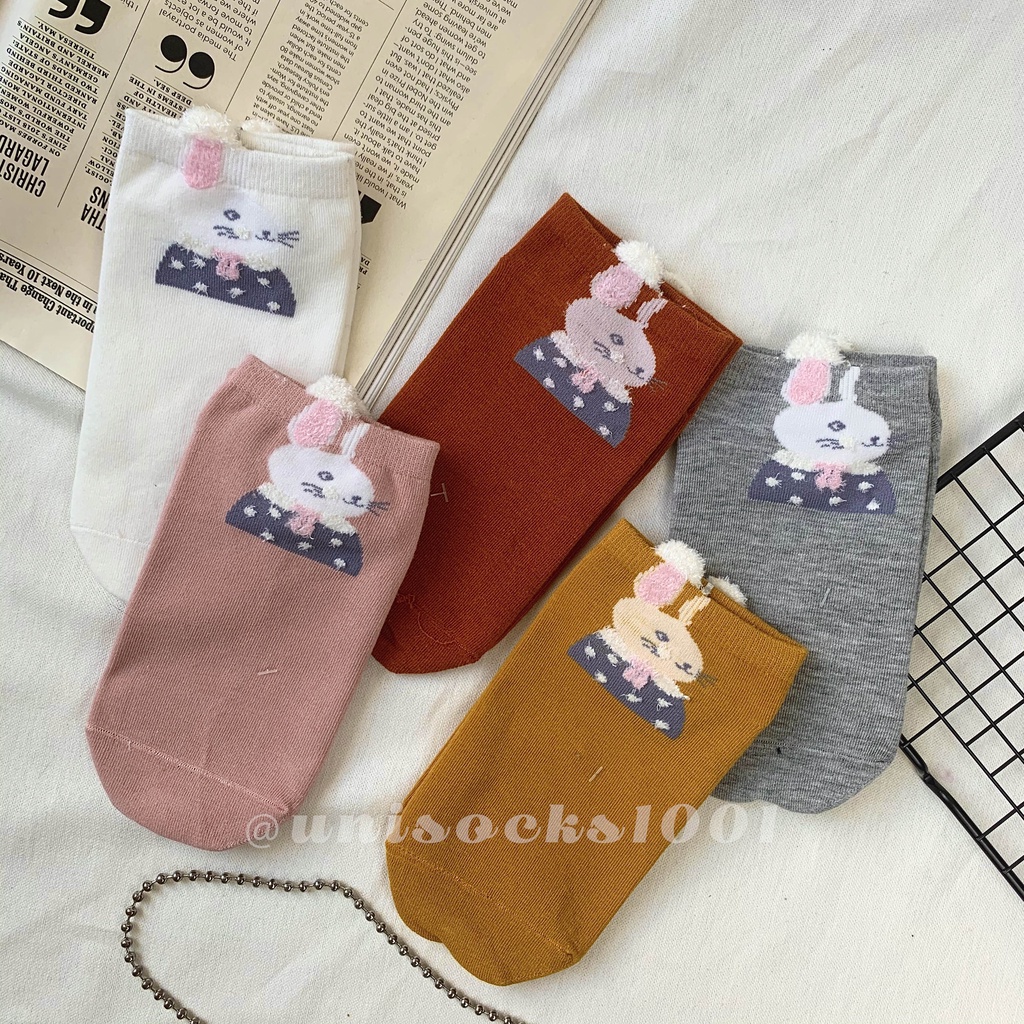 Import Kaos kaki pendek cewe wanita motif tebal lucu karakter pendek woman socks ankle sock tebal bermotif kualitas premium-6