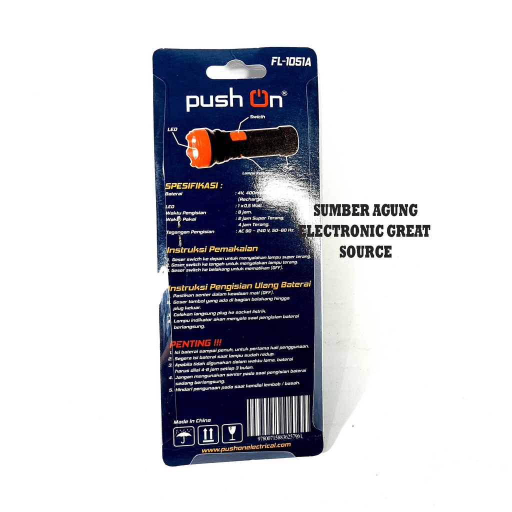 FL1051A Push On FL1051 1051 Senter Mini LED Kecil Super Terang